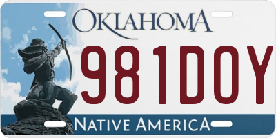 OK license plate 981DOY