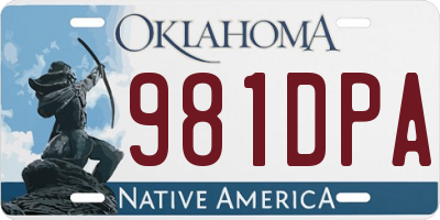 OK license plate 981DPA