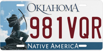 OK license plate 981VQR