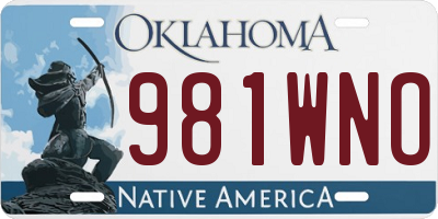 OK license plate 981WNO