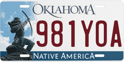 OK license plate 981YOA