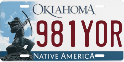 OK license plate 981YOR