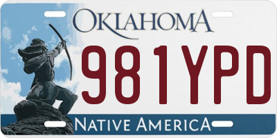 OK license plate 981YPD