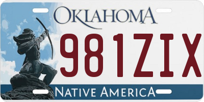 OK license plate 981ZIX