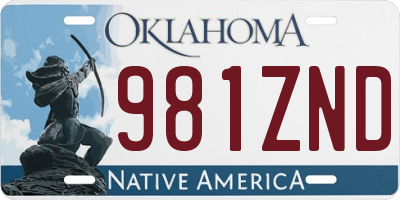 OK license plate 981ZND