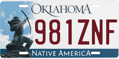 OK license plate 981ZNF