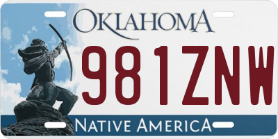 OK license plate 981ZNW