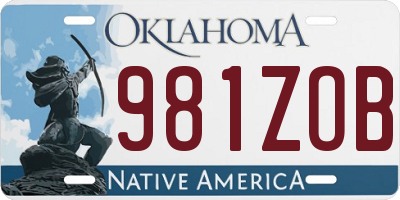 OK license plate 981ZOB