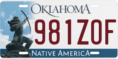 OK license plate 981ZOF