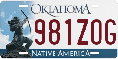 OK license plate 981ZOG