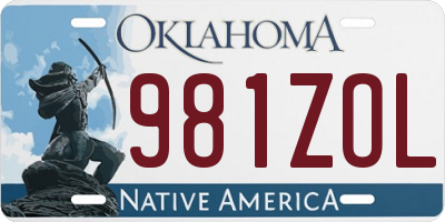OK license plate 981ZOL