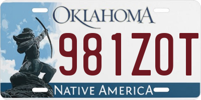OK license plate 981ZOT
