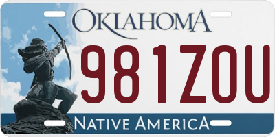 OK license plate 981ZOU