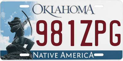 OK license plate 981ZPG