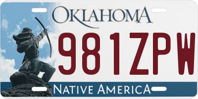 OK license plate 981ZPW