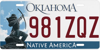 OK license plate 981ZQZ