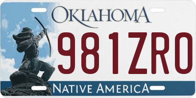 OK license plate 981ZRO