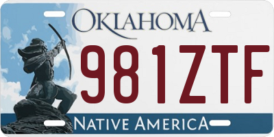 OK license plate 981ZTF