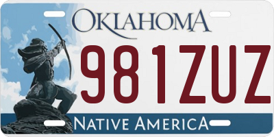 OK license plate 981ZUZ