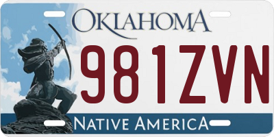 OK license plate 981ZVN