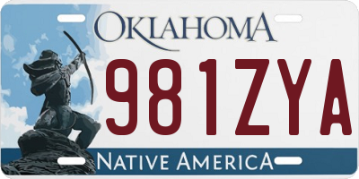 OK license plate 981ZYA