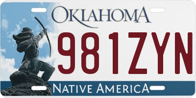OK license plate 981ZYN