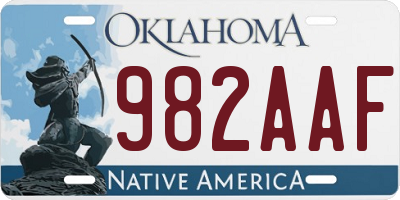 OK license plate 982AAF