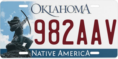 OK license plate 982AAV