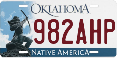 OK license plate 982AHP