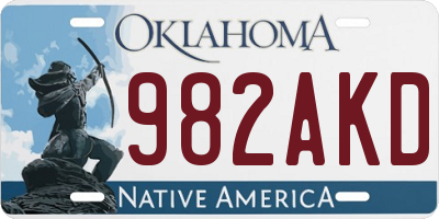 OK license plate 982AKD