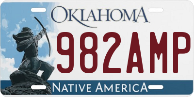 OK license plate 982AMP