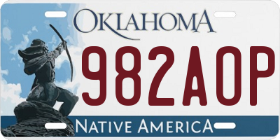 OK license plate 982AOP