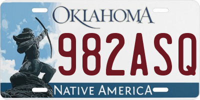 OK license plate 982ASQ