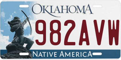 OK license plate 982AVW
