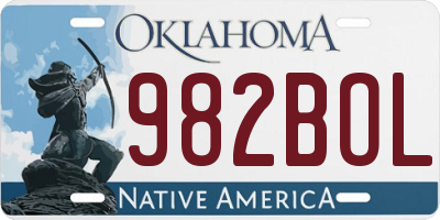 OK license plate 982BOL