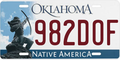 OK license plate 982DOF