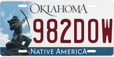 OK license plate 982DOW