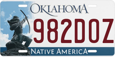OK license plate 982DOZ