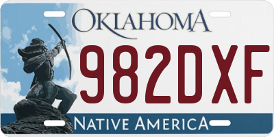 OK license plate 982DXF