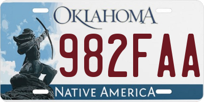 OK license plate 982FAA