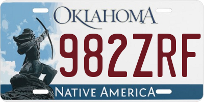 OK license plate 982ZRF