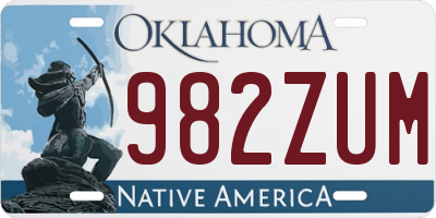 OK license plate 982ZUM