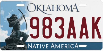 OK license plate 983AAK