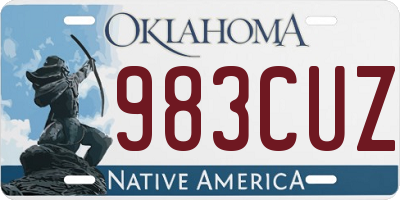 OK license plate 983CUZ