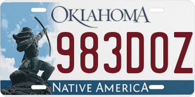 OK license plate 983DOZ