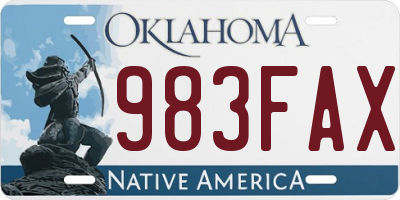 OK license plate 983FAX