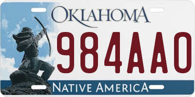 OK license plate 984AAO