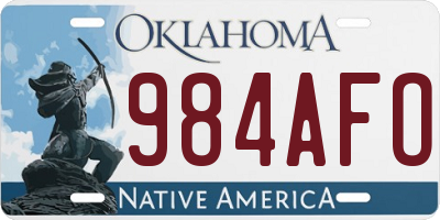 OK license plate 984AFO