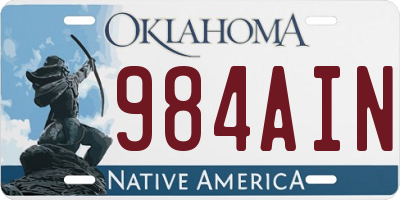 OK license plate 984AIN