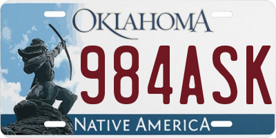 OK license plate 984ASK